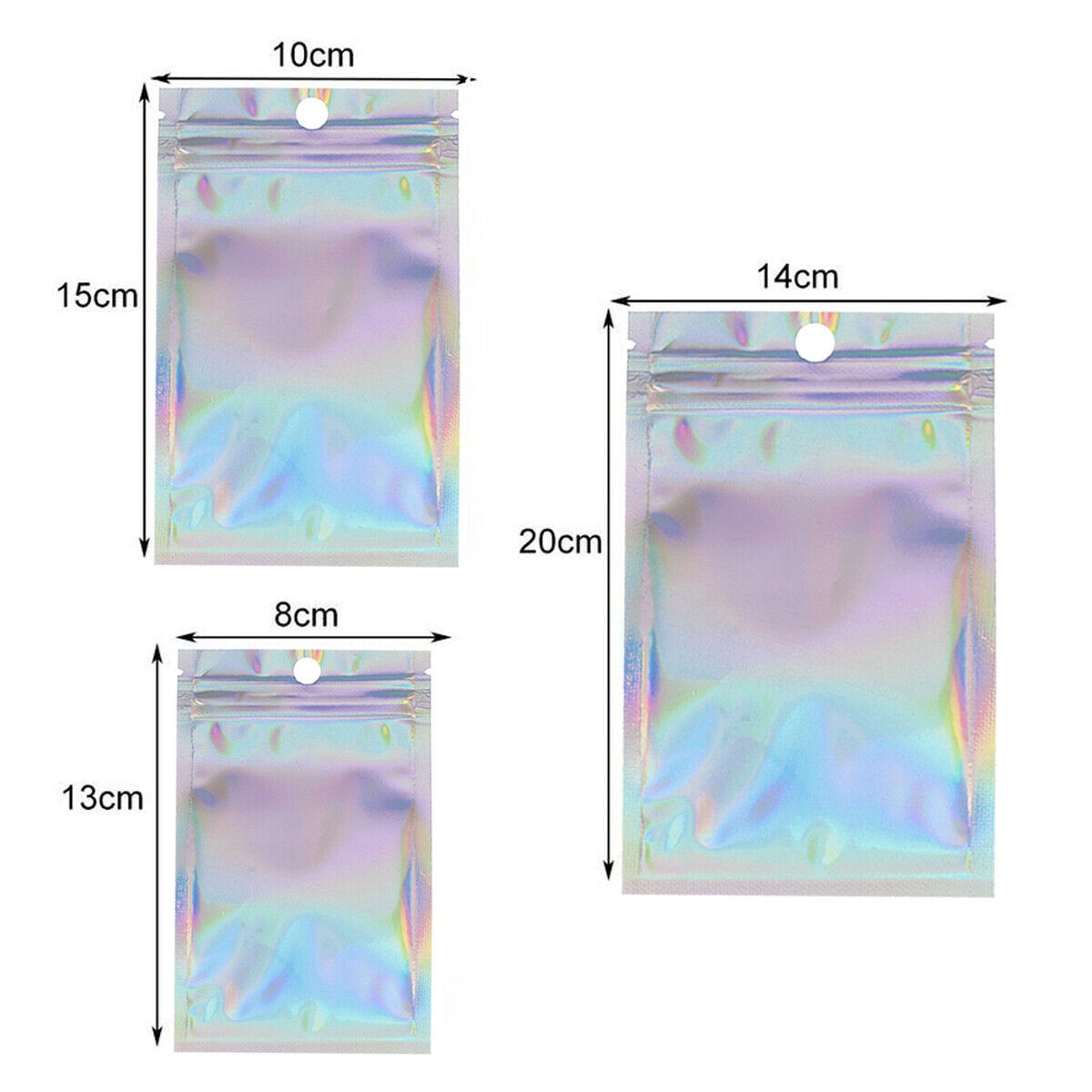 Holographic Mylar Bags Smell Proof Food Storage Resealable Ziplock Foil Pouch