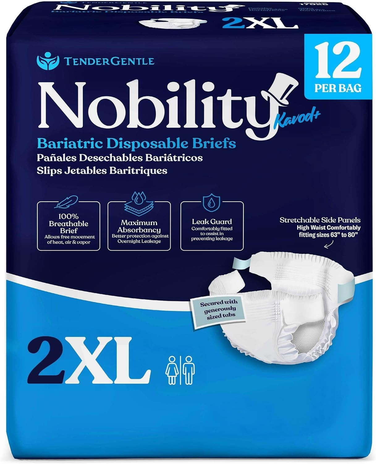 2XL Adult Diapers for Women & Men – Breathable, Max Absorbency, 12 Count