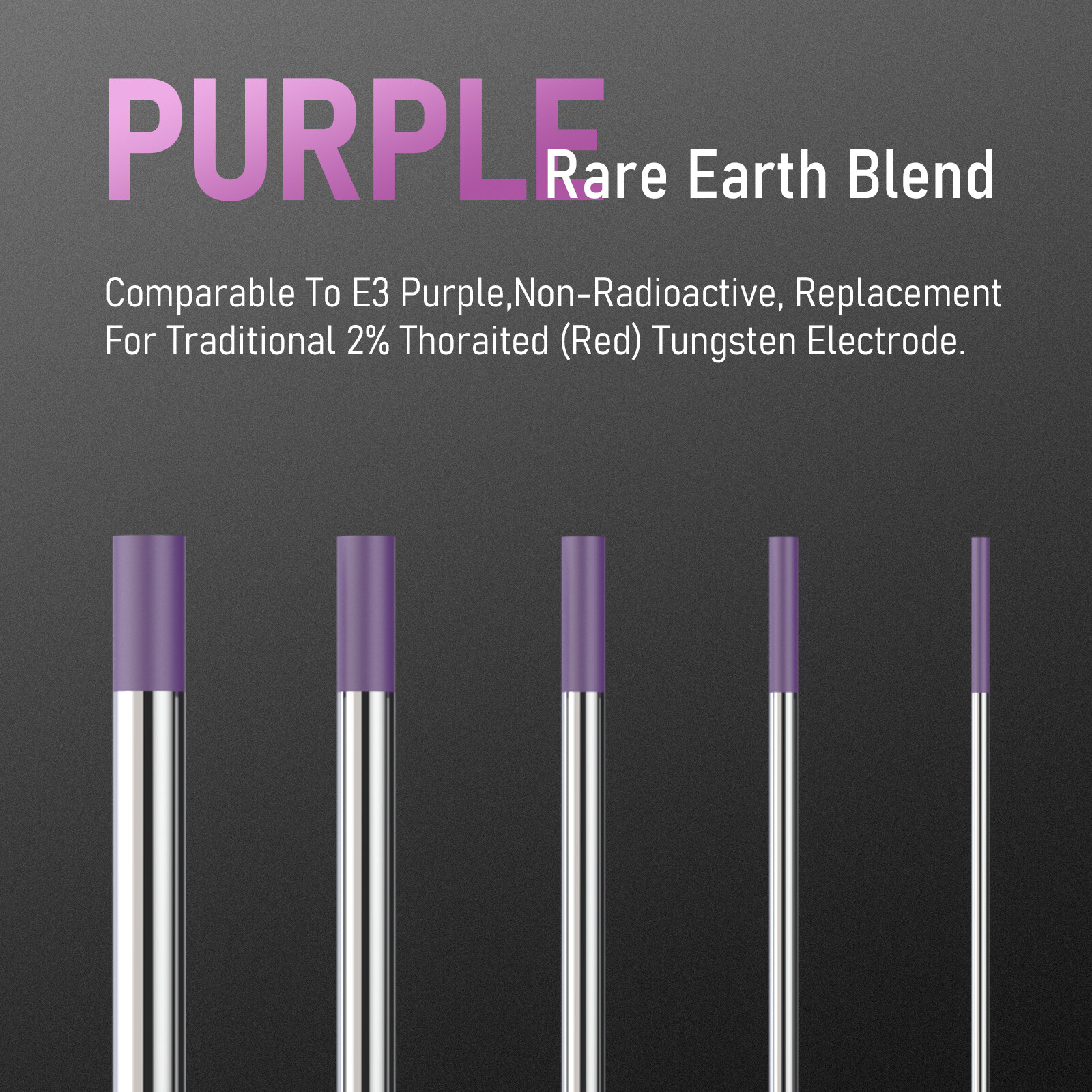 10-pk TIG Weld Tungsten Electrode, NonRadioactive Comparable to E3 Purple