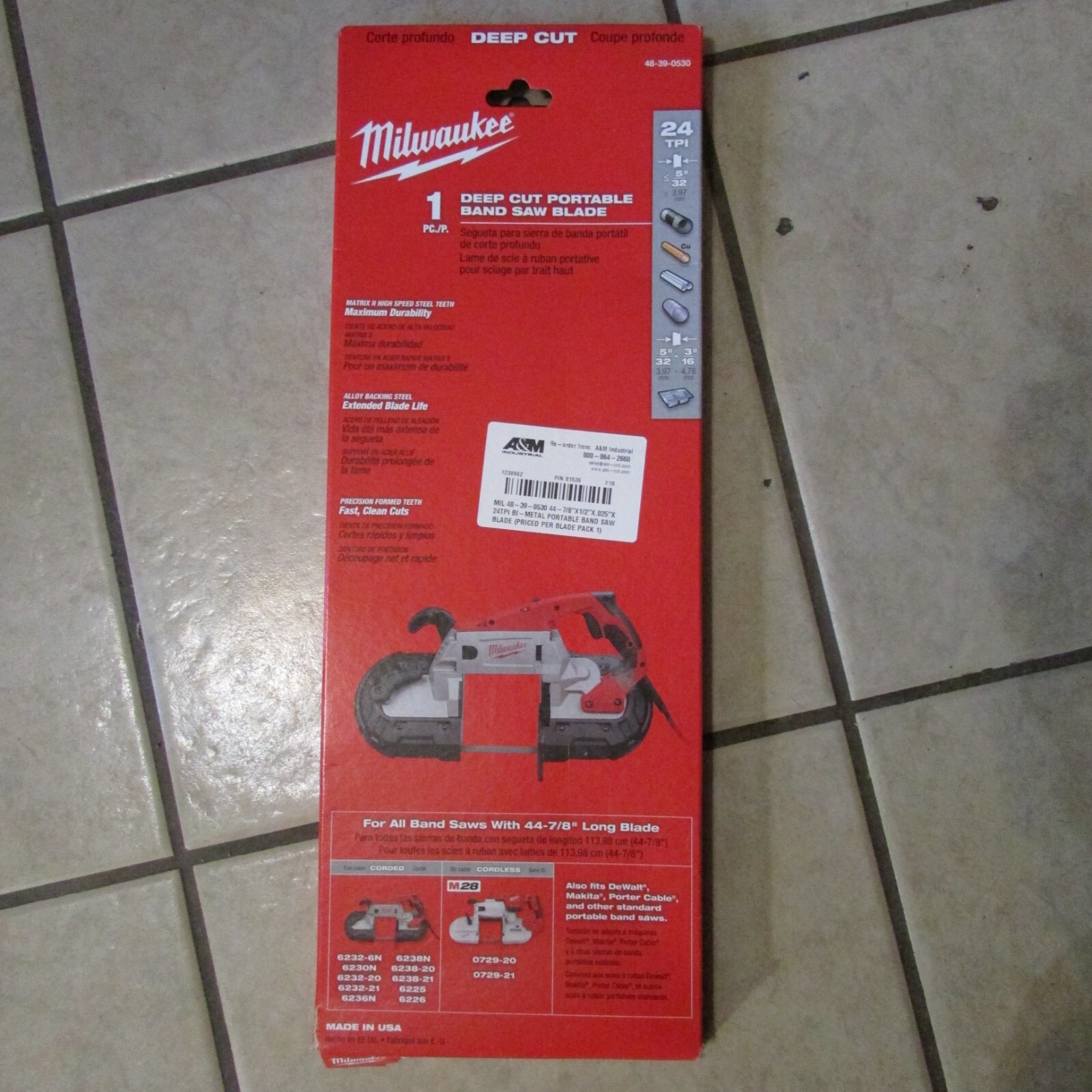 Milwaukee Bi-Metal Portable Band Saw Blade – 7/8″x 1/2″x .025″x 24TPI (S 6)