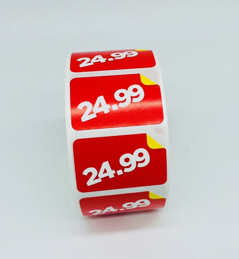 1 Roll of 1000 1.5″x1″ $24.99 Product Price Point Red & Yellow Labels Stickers