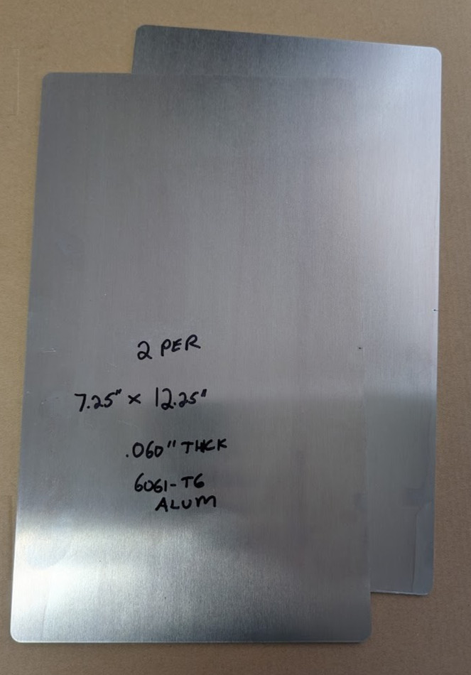 2 Pieces of 7″ x 12″ 6061-T6 Aluminum .060″ Thick (1/16″ – 14 Gauge) Sheet Metal