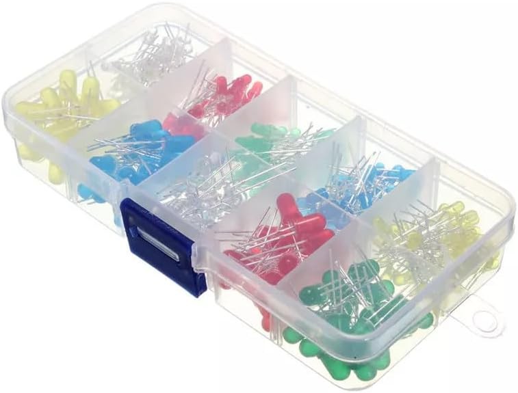 5mm 3mm LED Light Kit 300Pcs Assortment Yellow White Blue Red Green with Case