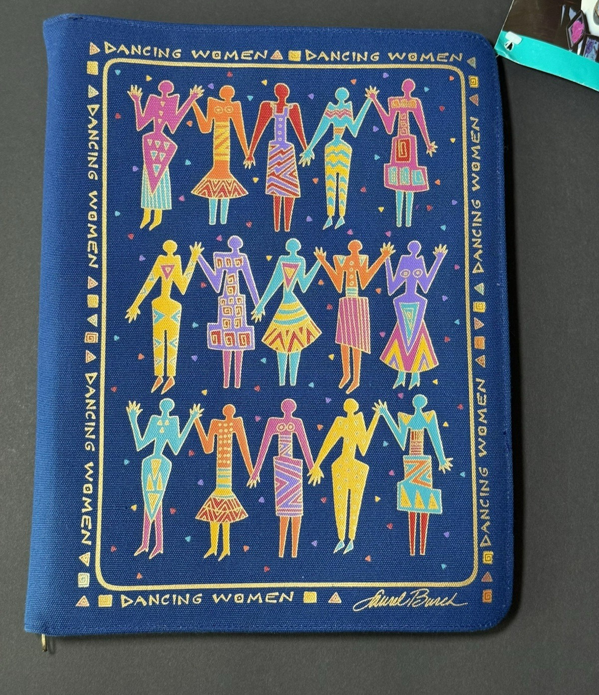VINTAGE Laurel Burch Dancing Women Zip Padfolio/Organizer 13×10 Hong Kong NWT