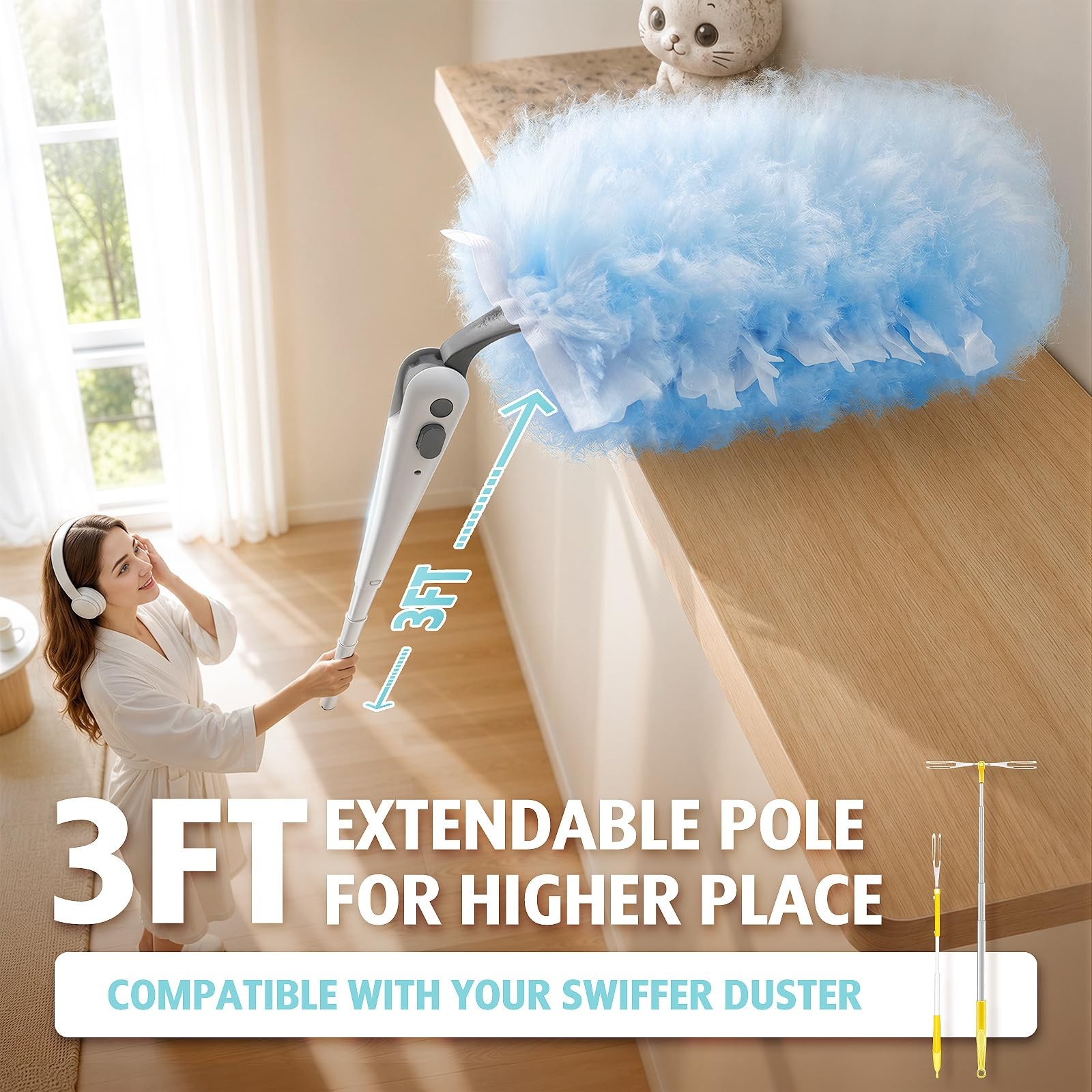 30 Count Duster Kit Refills 1*3 ft Extendable+30 Count, 30 Count+ 1 Handle