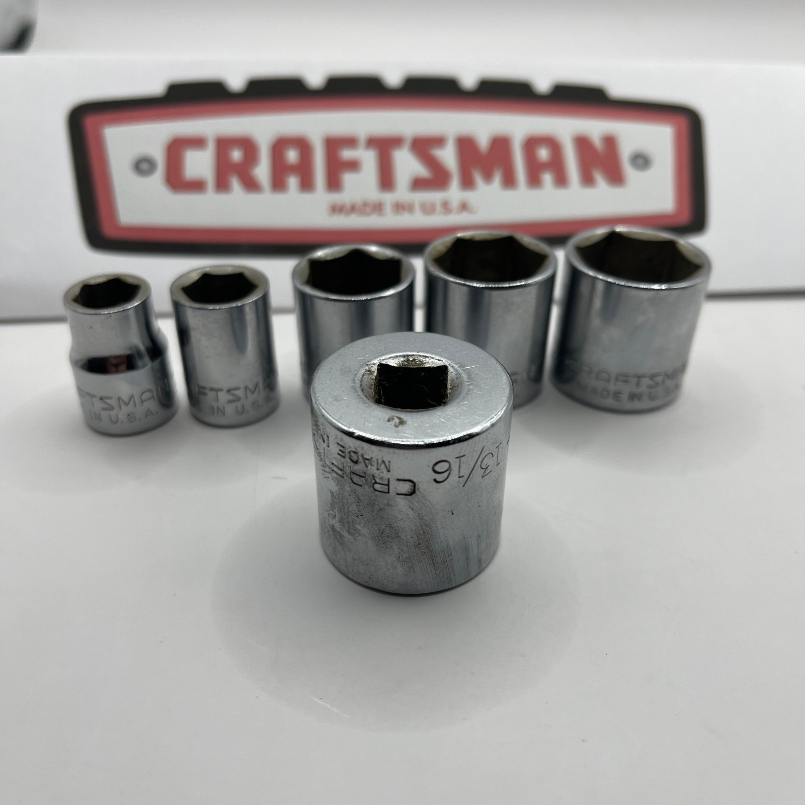 Craftsman 6pc 3/8 Drive SAE 6-Point Shallow Socket Set -V- Series Made in USA