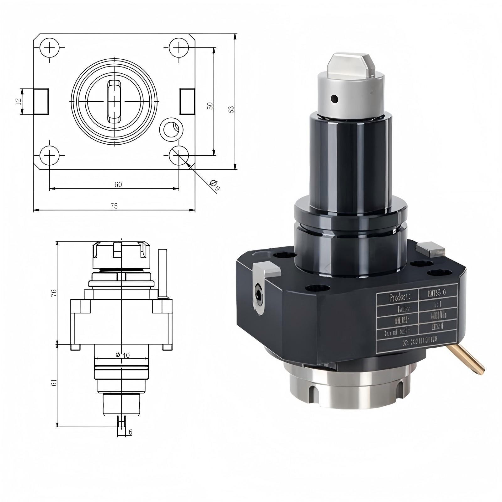 BMT40 BMT45 BMT55 BMT65 Driven Tool Holder 90 ° / 0 ° BMT Power Head