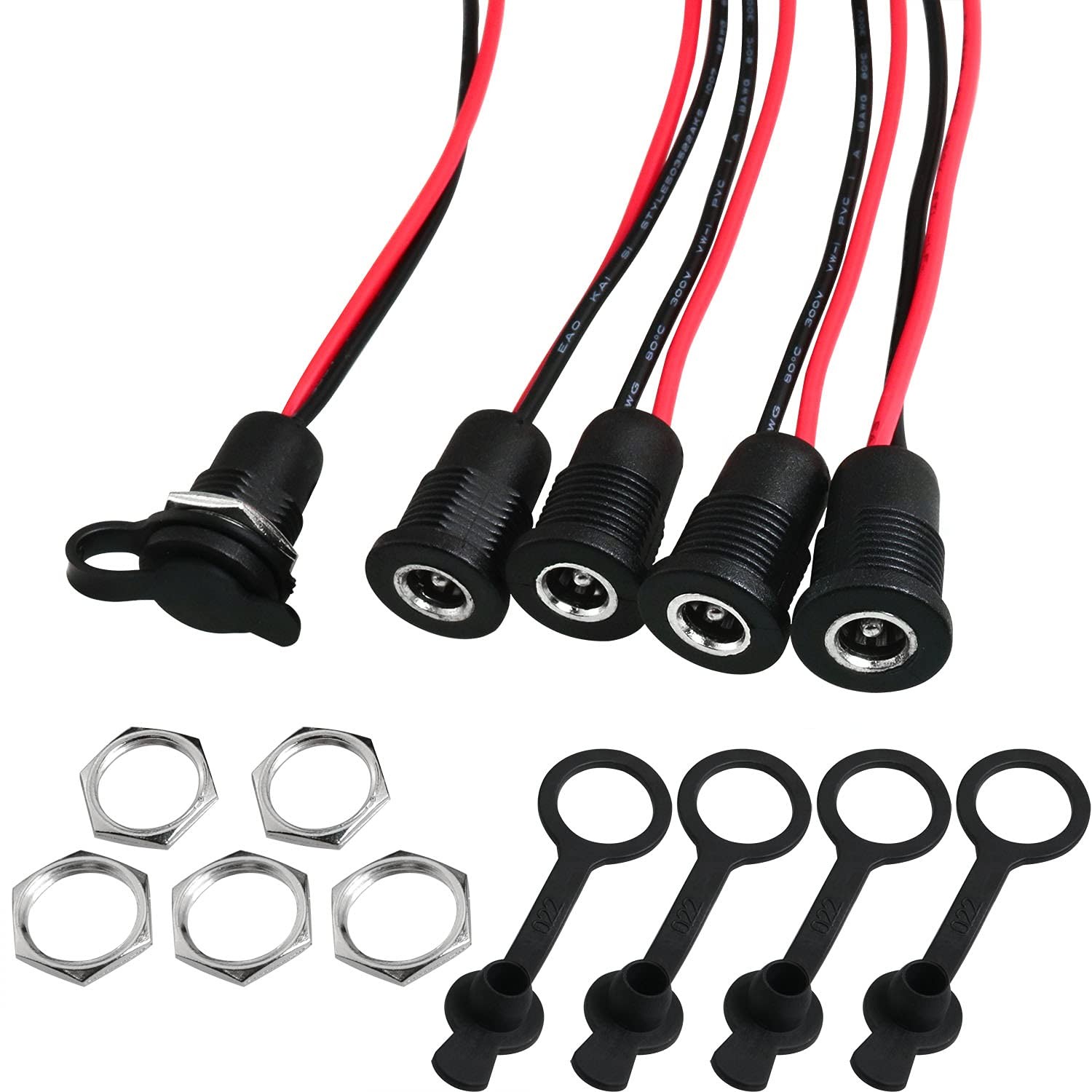 5Pcs 10A DC099 Power Jack Cord Socket Threaded Female Mount Connector Adapter…