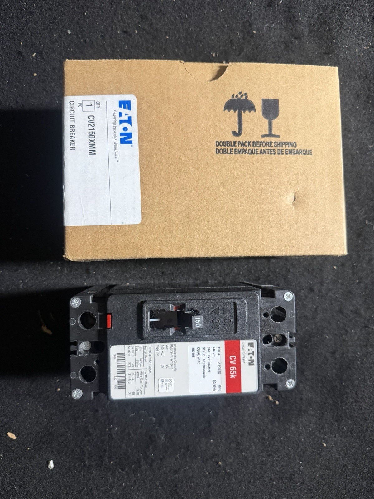 Eaton CV2150XMM 65 Kamp 2-Pole Circuit Breaker 150A 120
