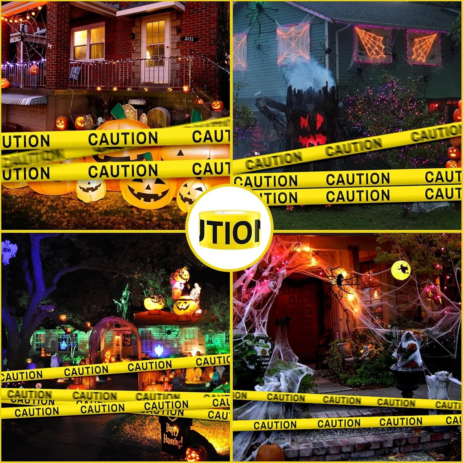 Yellow Caution Tape 3-Inch 300ft Roll Non-Adhesive Highly Visible Safety Barrier
