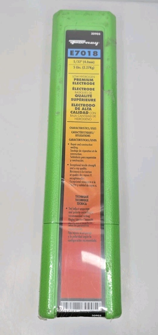 FORNEY 30905 E7018 Welding Rod 5/32inch 5 lb. LOW-HYDROGEN PREMIUM ELECTRODE
