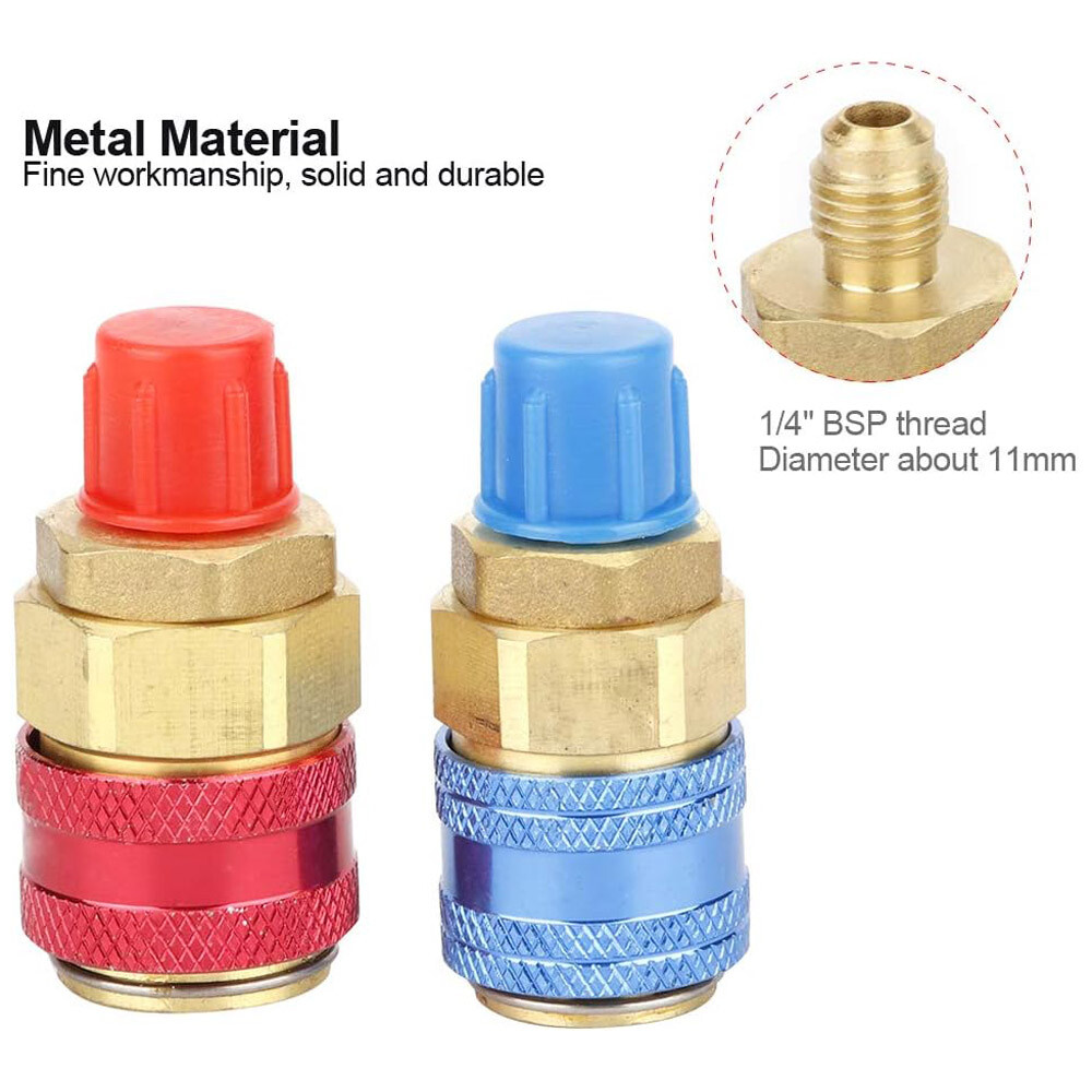 R134A A/C Quick Coupler Adapter Car High & Low Side HVAC SAE Male Flare Fitting