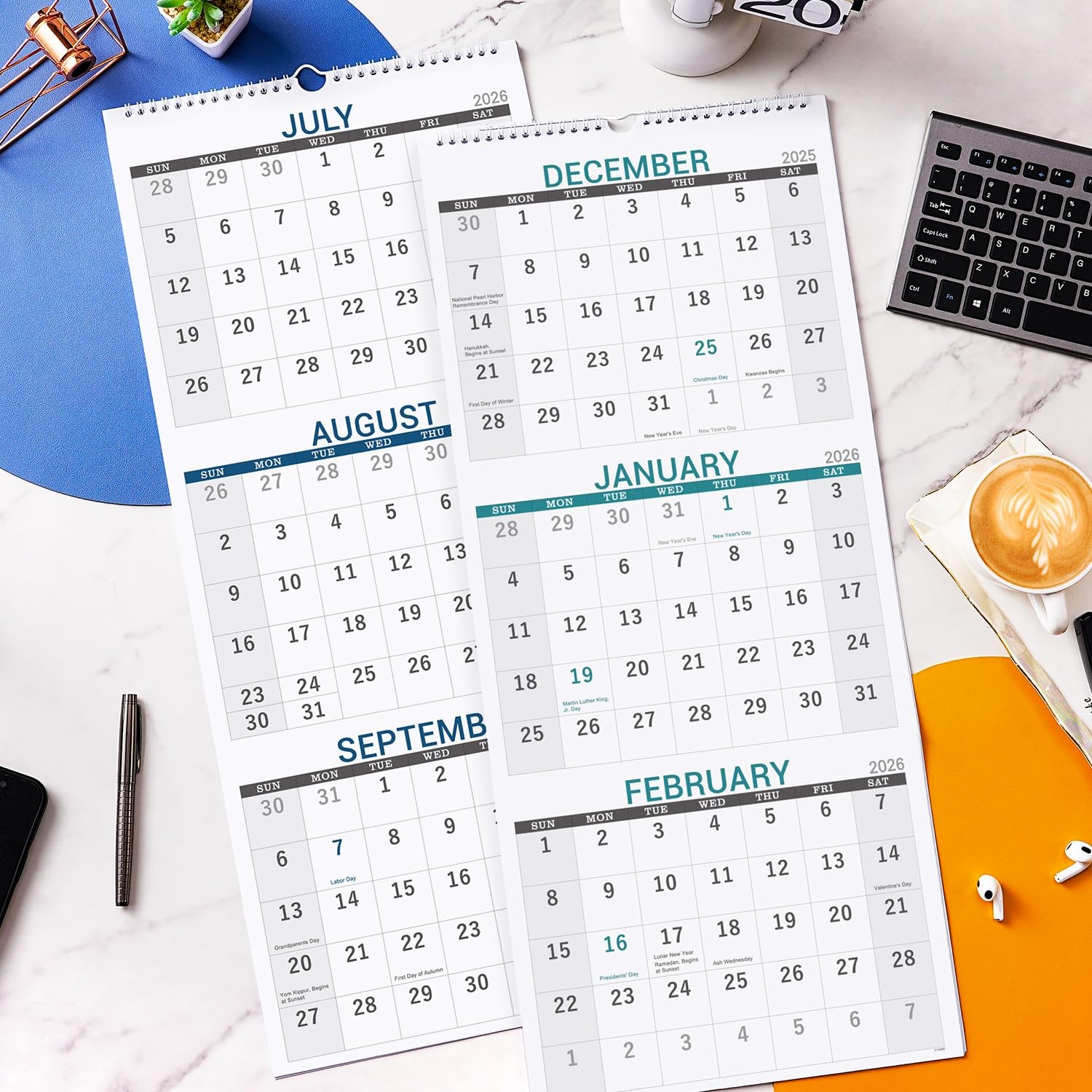 2026 Calendar – 3 Month 2026 Wall Vertical Display (Folded in a…