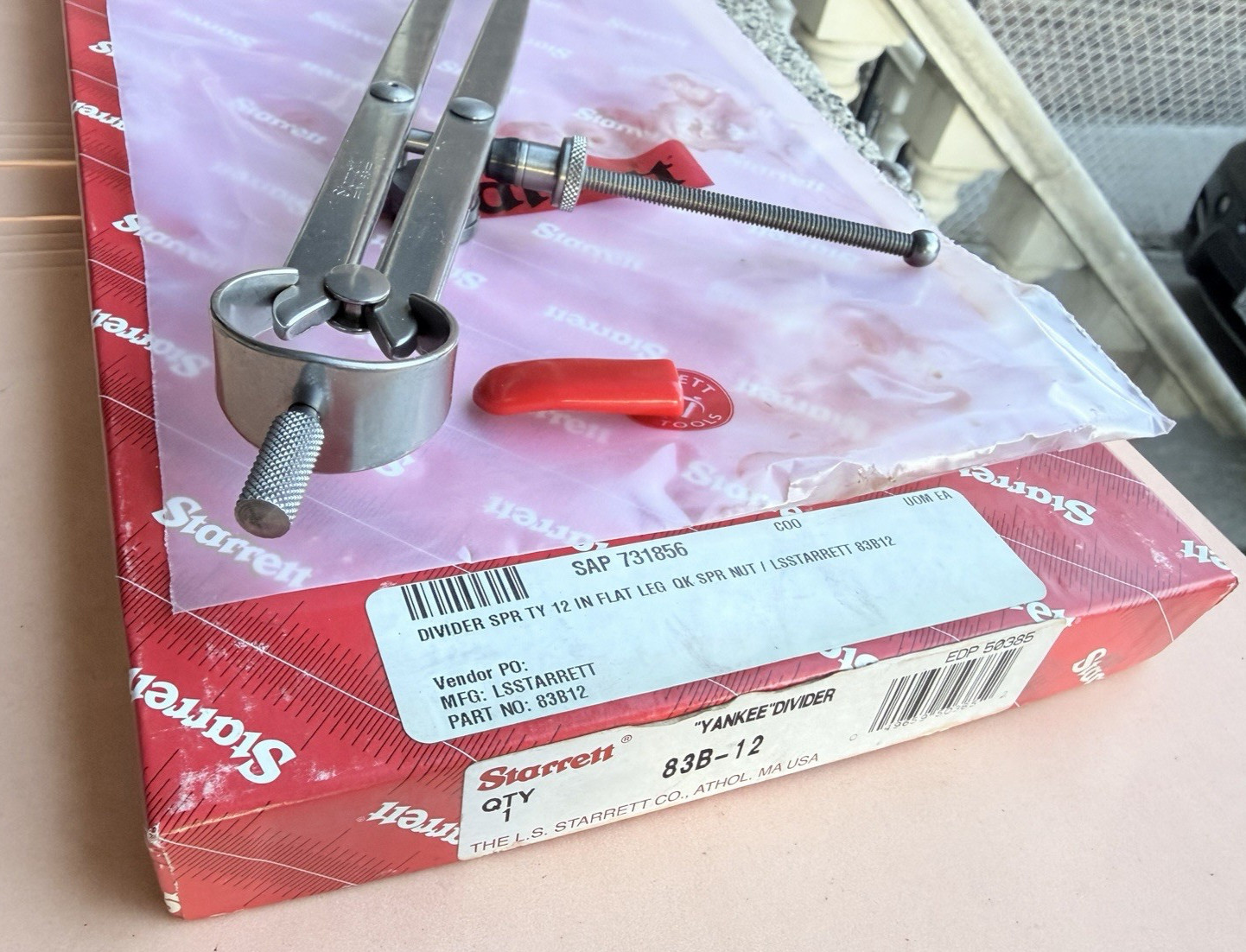 New! STARRETT No. 83B-12 Spring-Type Dividers W/Flat Legs; 12.0” Size & Capacity