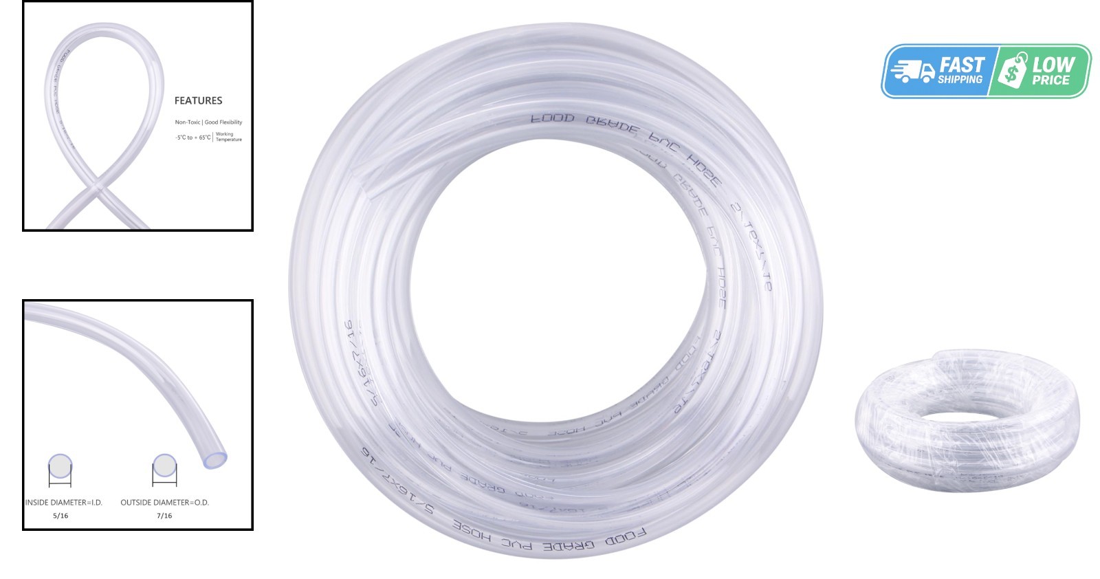 Durable Food-Grade PVC Tubing – 10 Feet 5/16″ID x 7/16″OD for Beverages