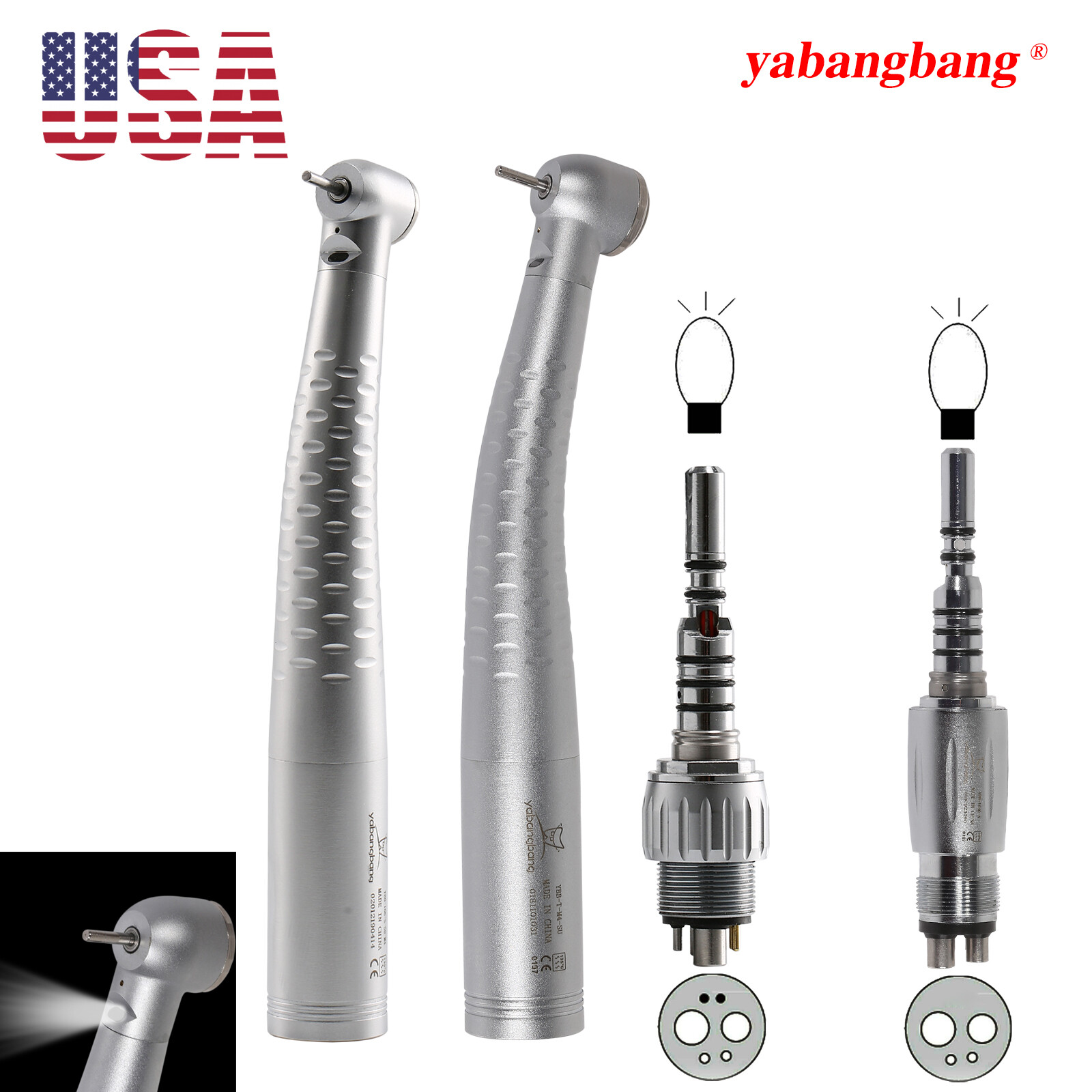 Dental LED Fiber Optic Handpiece High Speed/ 4/6-Hole Quick Coupler Fit KaVo USA