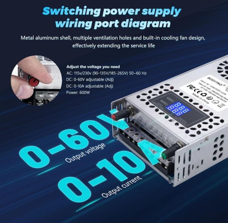 60V Adjustable dc Power Supply 600W,Switching Power Supply AC 110V/220V to DC..