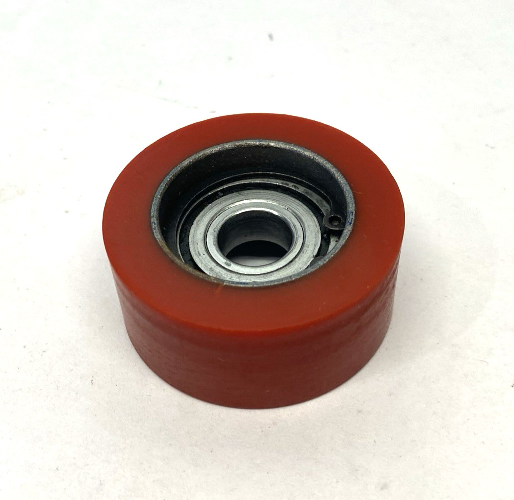 2372T5 Abrasion-Resistant Idler Roller, 80A Red Hard Durometer 2″ MISSING STUD