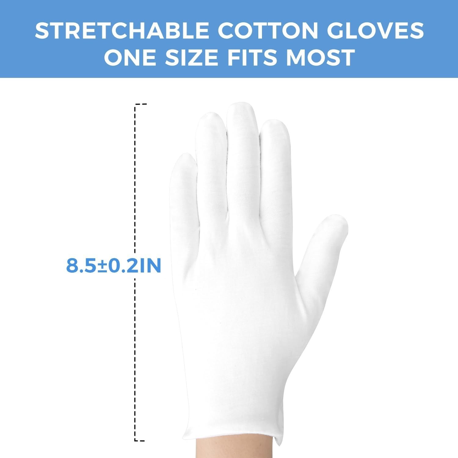 Stretchable White Gloves for Moisturizing & Inspection – 3 Pairs for Men & Women