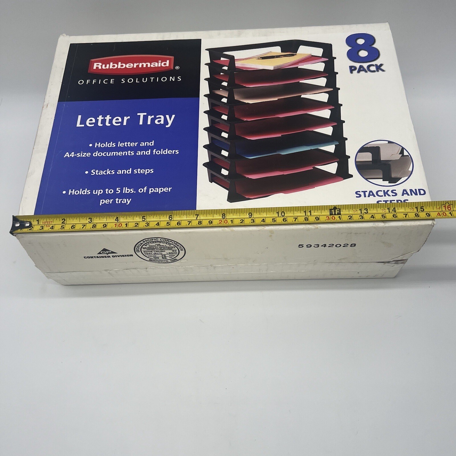 NOS Rubbermaid Office Solutions Letter Trays 8 pk 2005 Made In USA Stacks Steps
