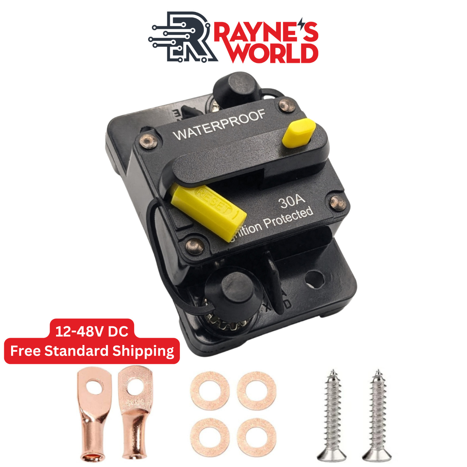 30A-300A Amp Waterproof Circuit Breaker Auto/Marine/Solar 12-48V DC Manual Reset