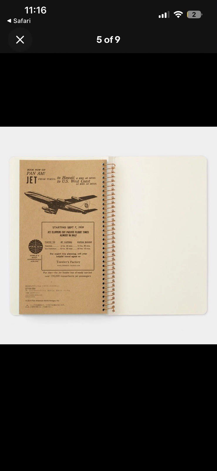 NEW TRAVELER’S FACTORY × Pan Am collaboration Spiral Ring Notebook A5 Slim ivory