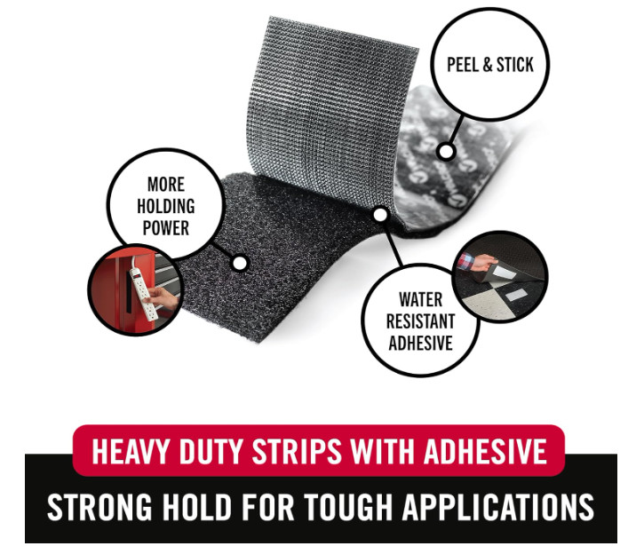 VELCRO Brand Heavy Duty Fasteners | 4×2 Inch Strips with Adhesive 8 Sets | Holds
