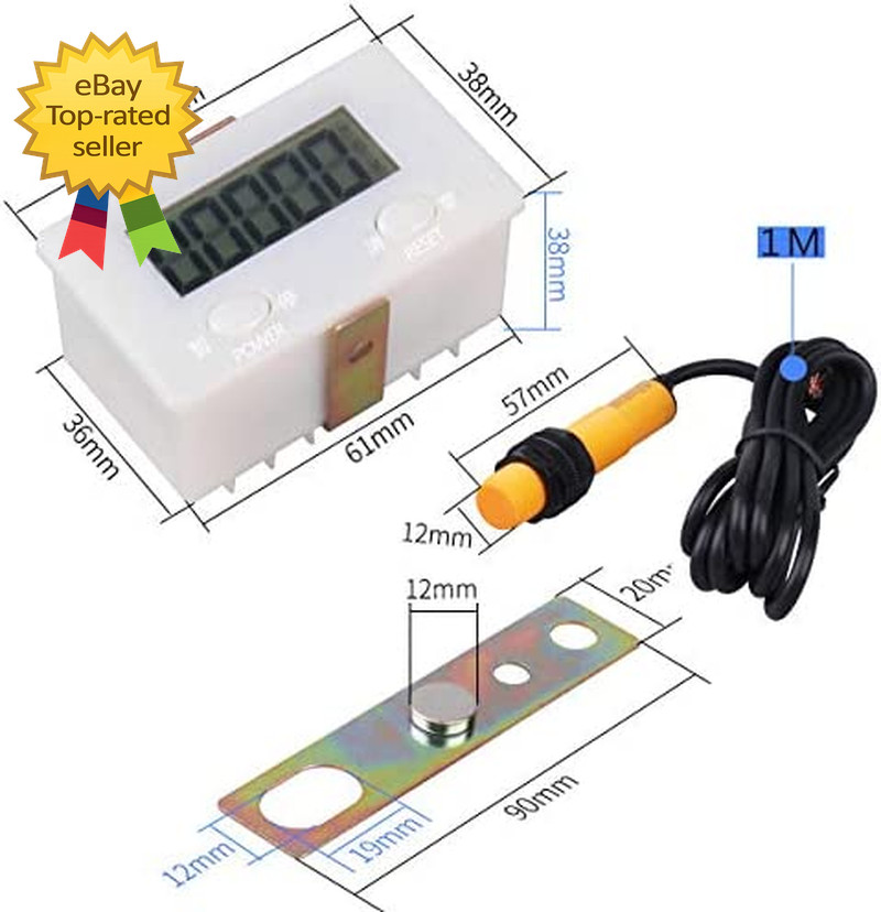 LCD Digital 5 Digit Counter with Proximity Sensor Magnetic Switch 0 to 99999