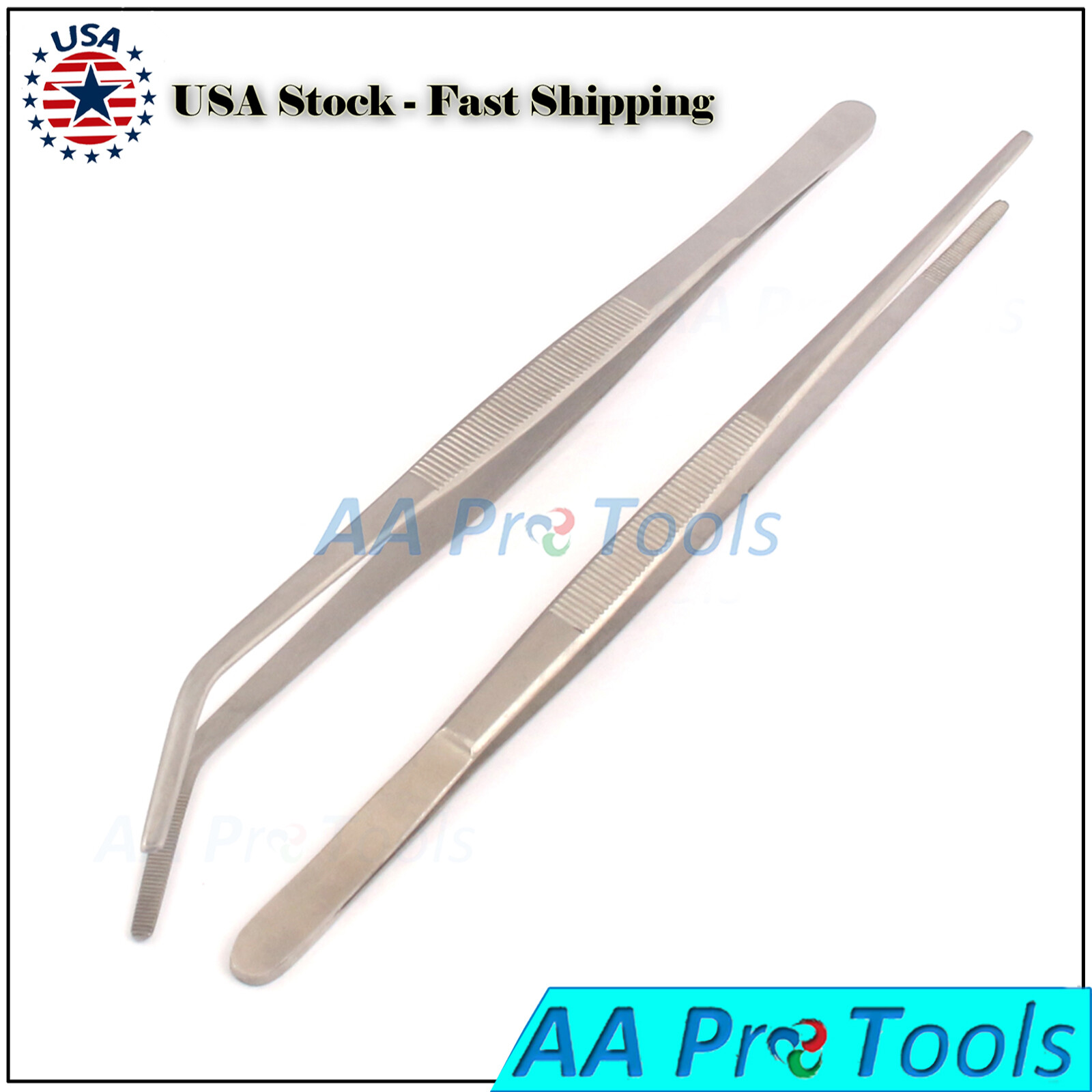 Stainless Steel Straight and Curved Nippers Tweezers Feeding Tongs