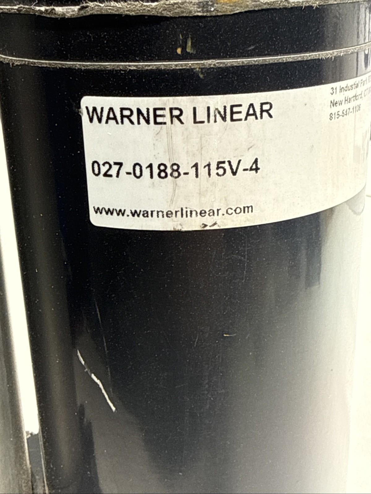 K2XEP1.0G10-115V-18 Actuator, Warner Linear B-Track K2, 1 x 115 V, 18” Stroke