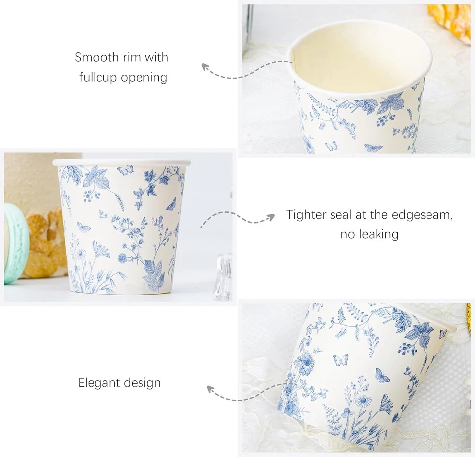 3Oz Paper Cups Dixie Cup[100 Pack], Disposable Bathroom Cups, Elegant Blue Flora