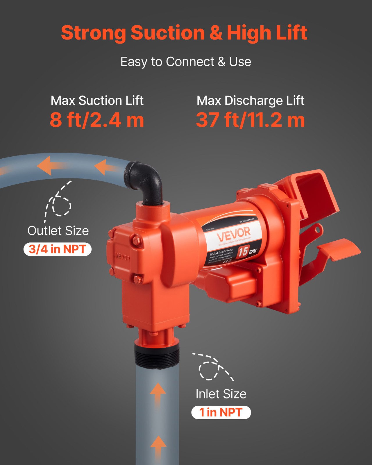 VEVOR Fuel Transfer Pump 110V Electric Oil Diesel Kerosene Pump 15 GPM 57 L/min
