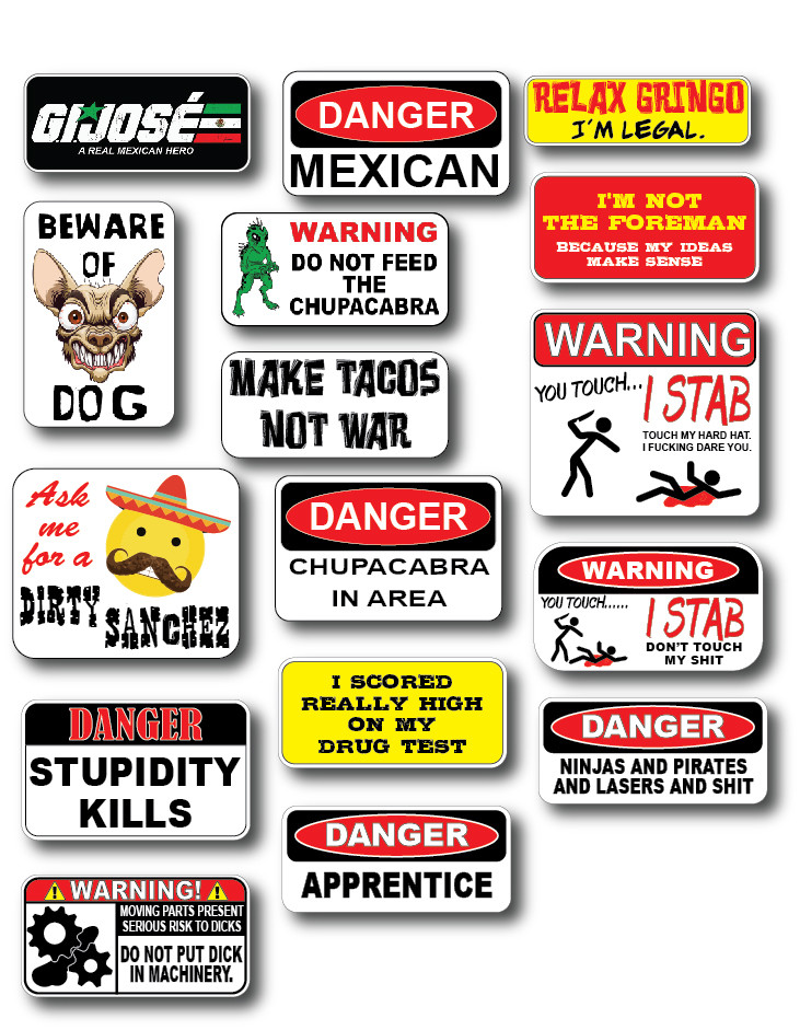 16pk 3M Funny Mexican Hard Hat Helmet Sticker Combo Value Pack Toolbox Welder