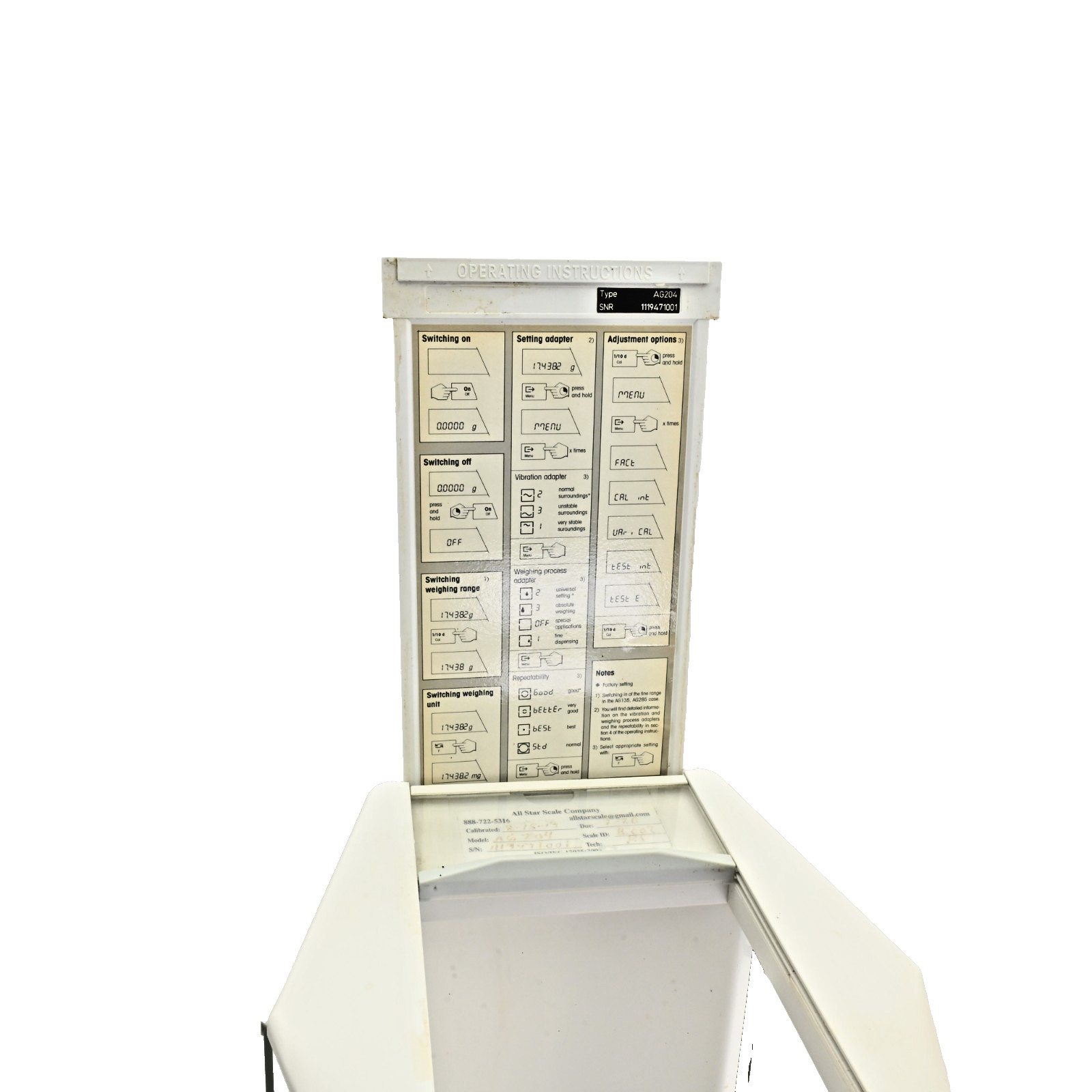 Mettler Toledo AG204 Analytical Balance 210g x 0.0001g