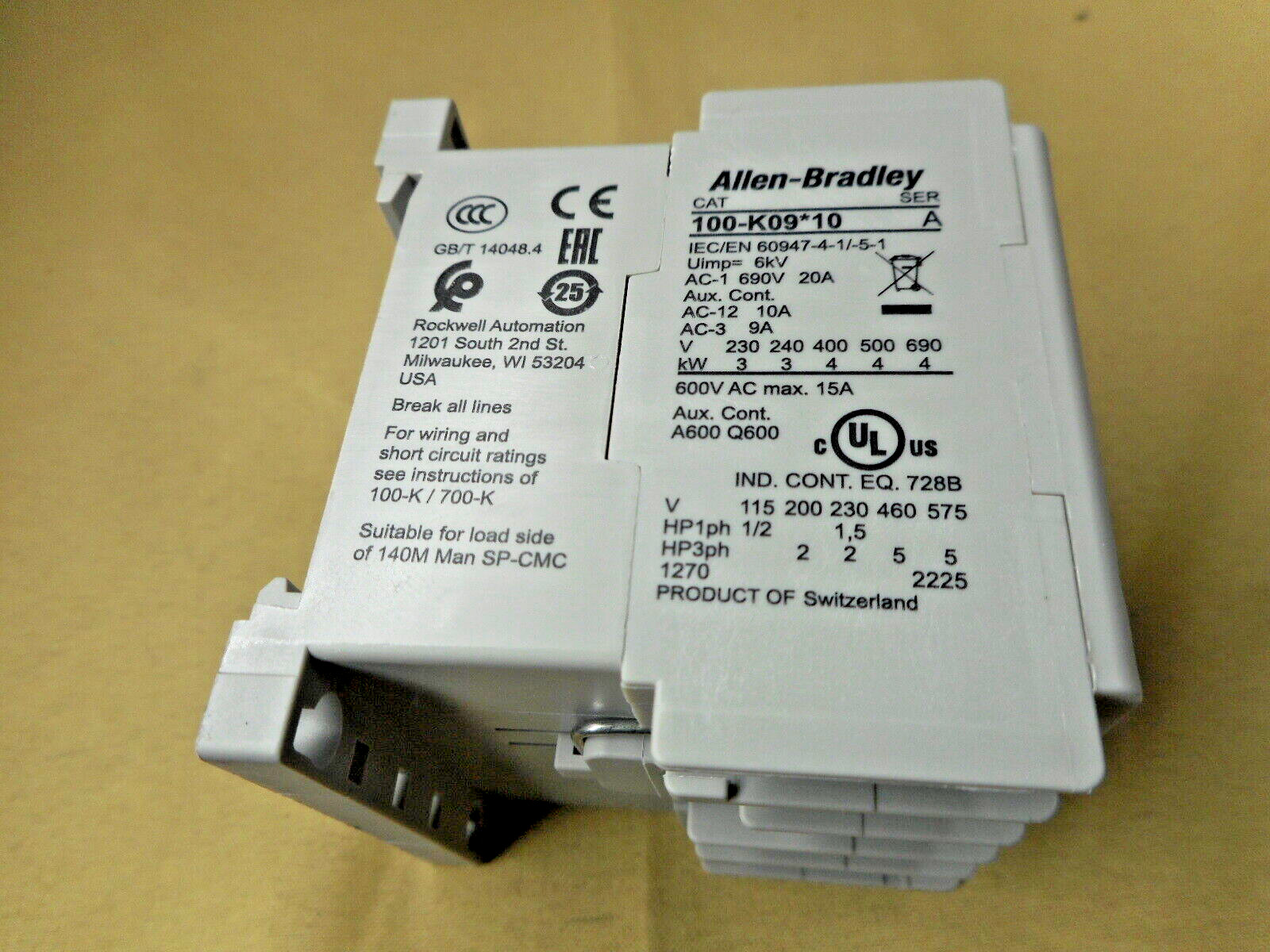 Allen Bradley 100-K09KJ10 contactor, 24VAC (NIB)