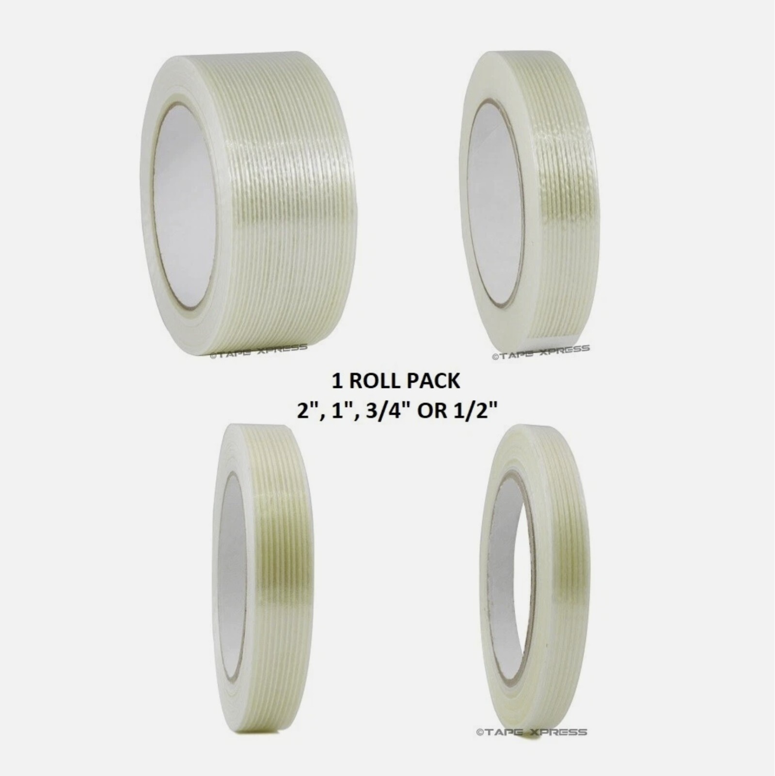 Filament Reinforced Strap Fiberglass Tape 1/2″ 3/4″ 1″ & 2″ – 3.9 mil Free Ship