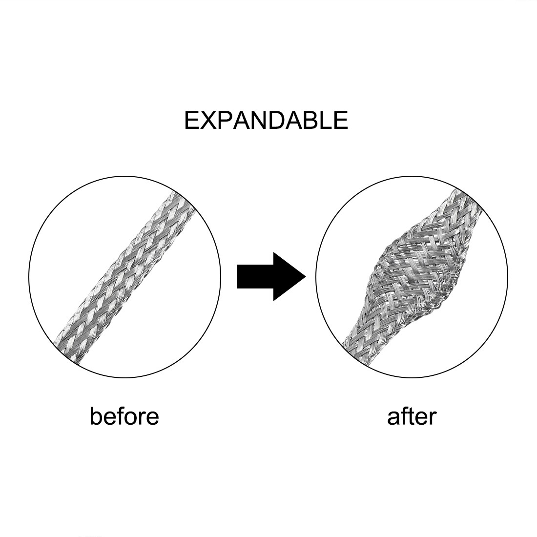 3.3Ft – 13/64 Inch 304 Stainless Steel Sleeving Expandable Hose Cover