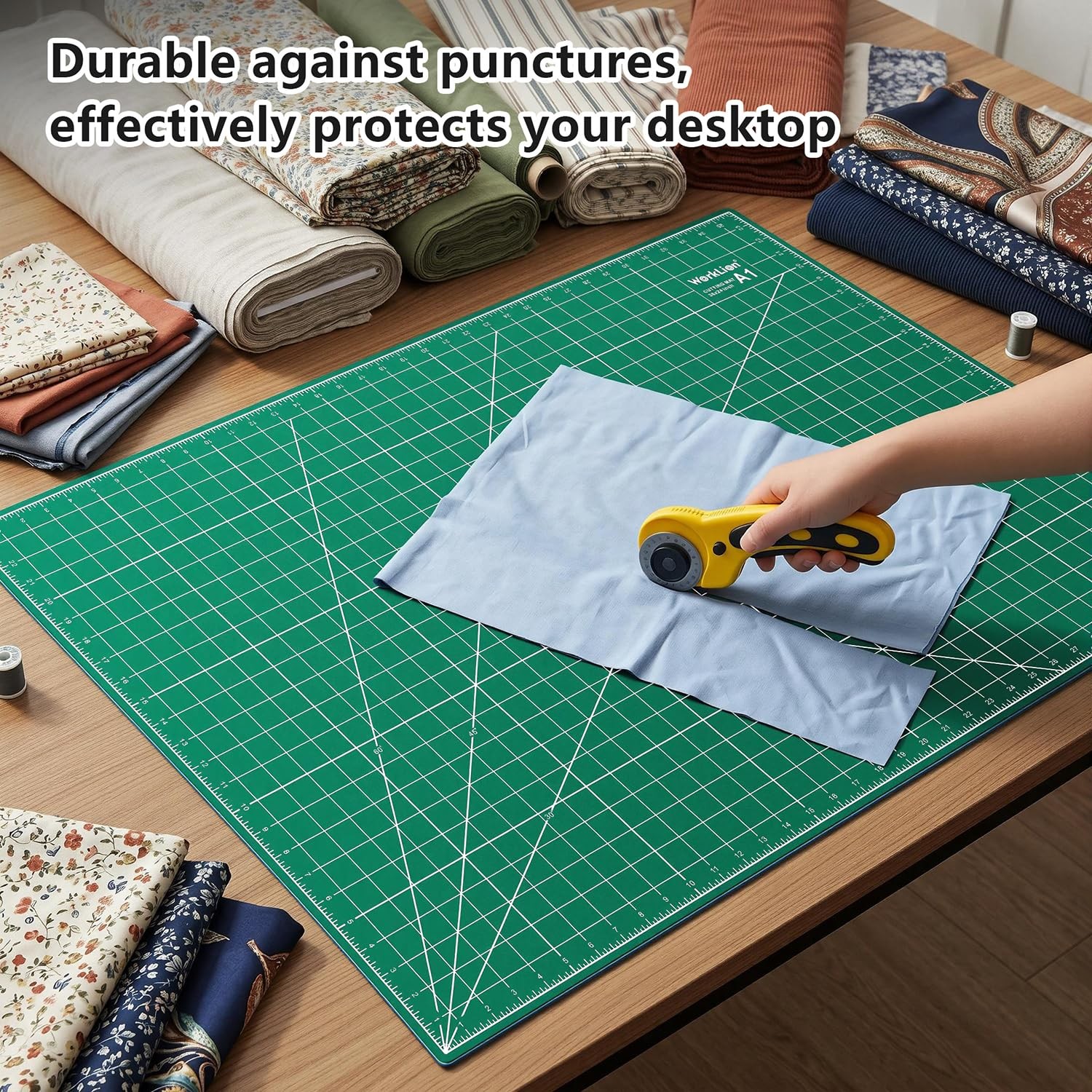 WORKLION Self Healing Cutting Mat: 24 x 36 inch 36″L x 24″W, Black/Green