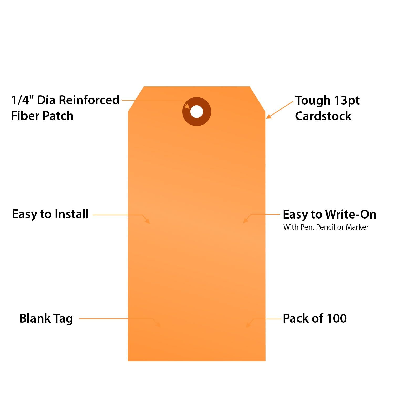 Fluorescent Orange Blank Tags with Pre-Punched Hole – 100-Pack 4.75″ x 2.375″…