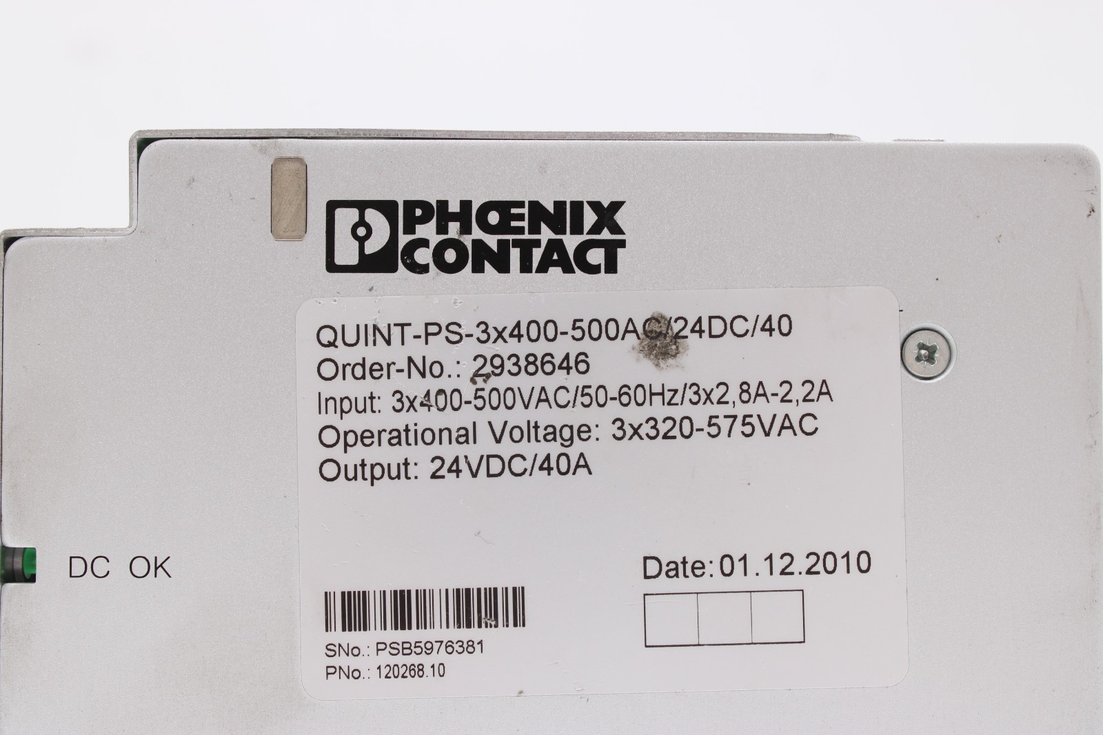 Phoenix Contact QUINT-PS-3×400-500AC/24DC/40 Power Supply Unit