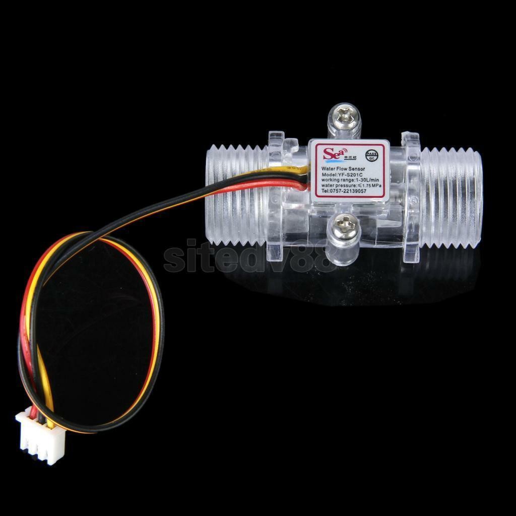 1-30L/min G1/2″ Water Flow Hall Sensor Switch Flow Meter Mini Flowmeter Counter