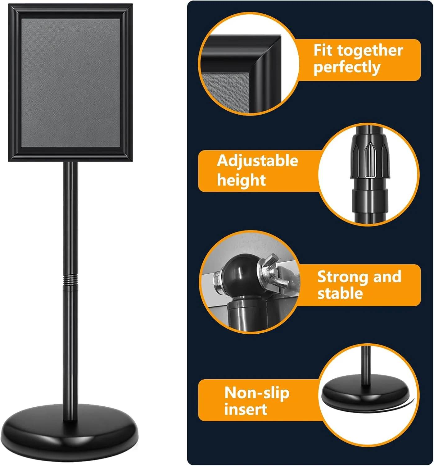 2 Pack Sign Holder Stand 8.5×11 inch, Height Adjustable Floor Standing Signage S