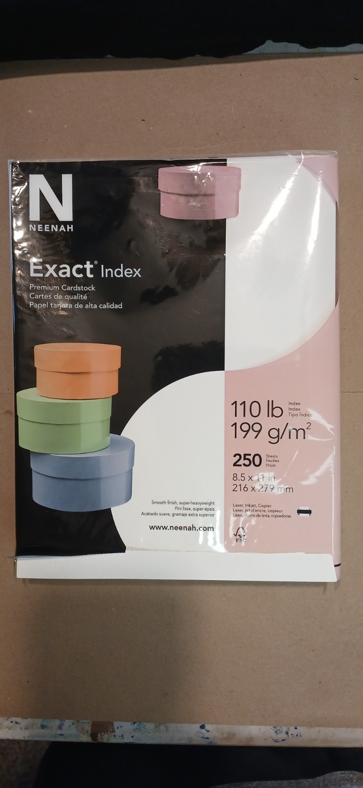Neenah Exact Index Heavyweight White Card Stock 8.5×11 in 110 lb 250 Sheets