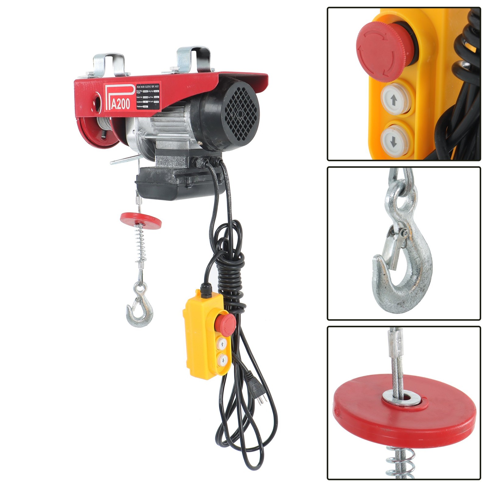 Mini Electric Hoist 440LBS/200kg Crane Winch with Wired Remote Control 510W 110V