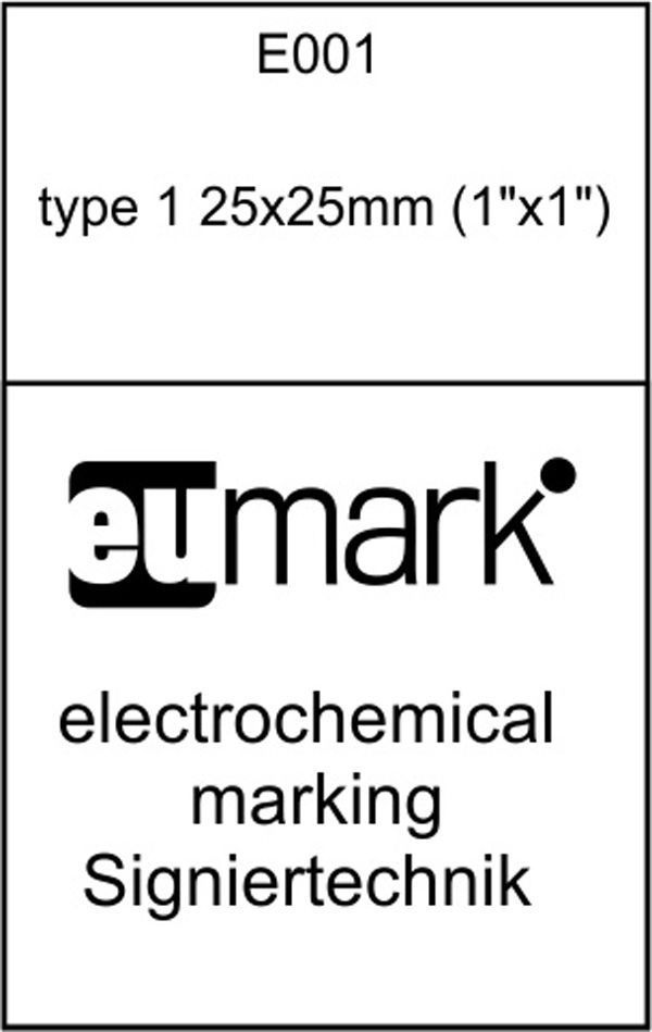 stencil for electrochemical marking etching type 1 25x25mm or 1″x1″ SIGNIERTECHN