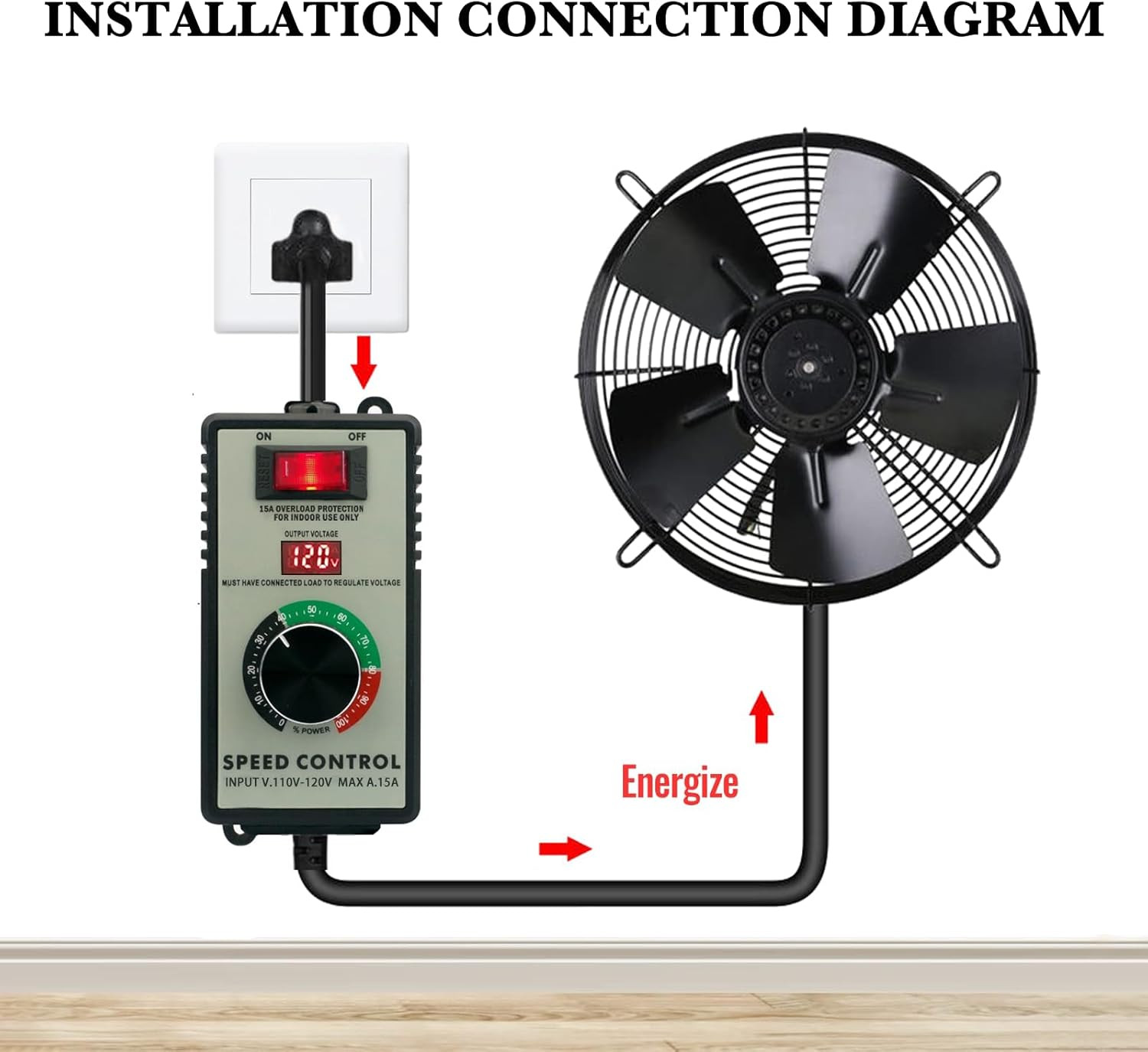 AC Motor Variable Speed Controller 120V 15A 4000W with Overload Protection Switc