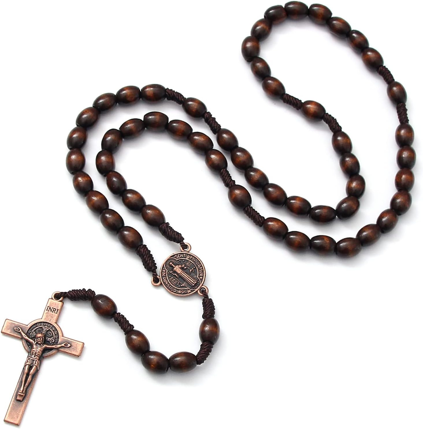 Catholic Rosary Beads for Men Holy Prayer Beads Rosary Necklace with Crucifix Cr