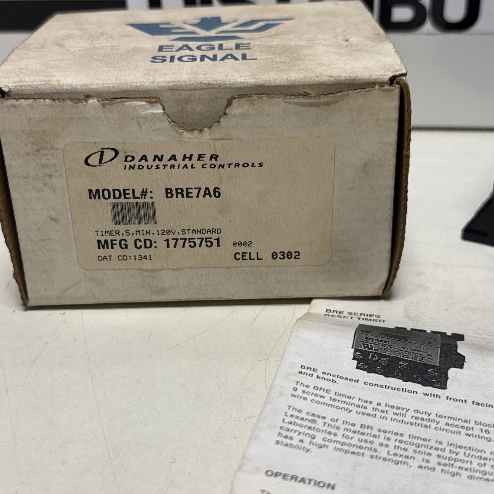 NEW EAGLE SIGNAL BRE7A6 RESET TIMER 0-5MIN 120VAC 50/60HZ 10A 1/4HP