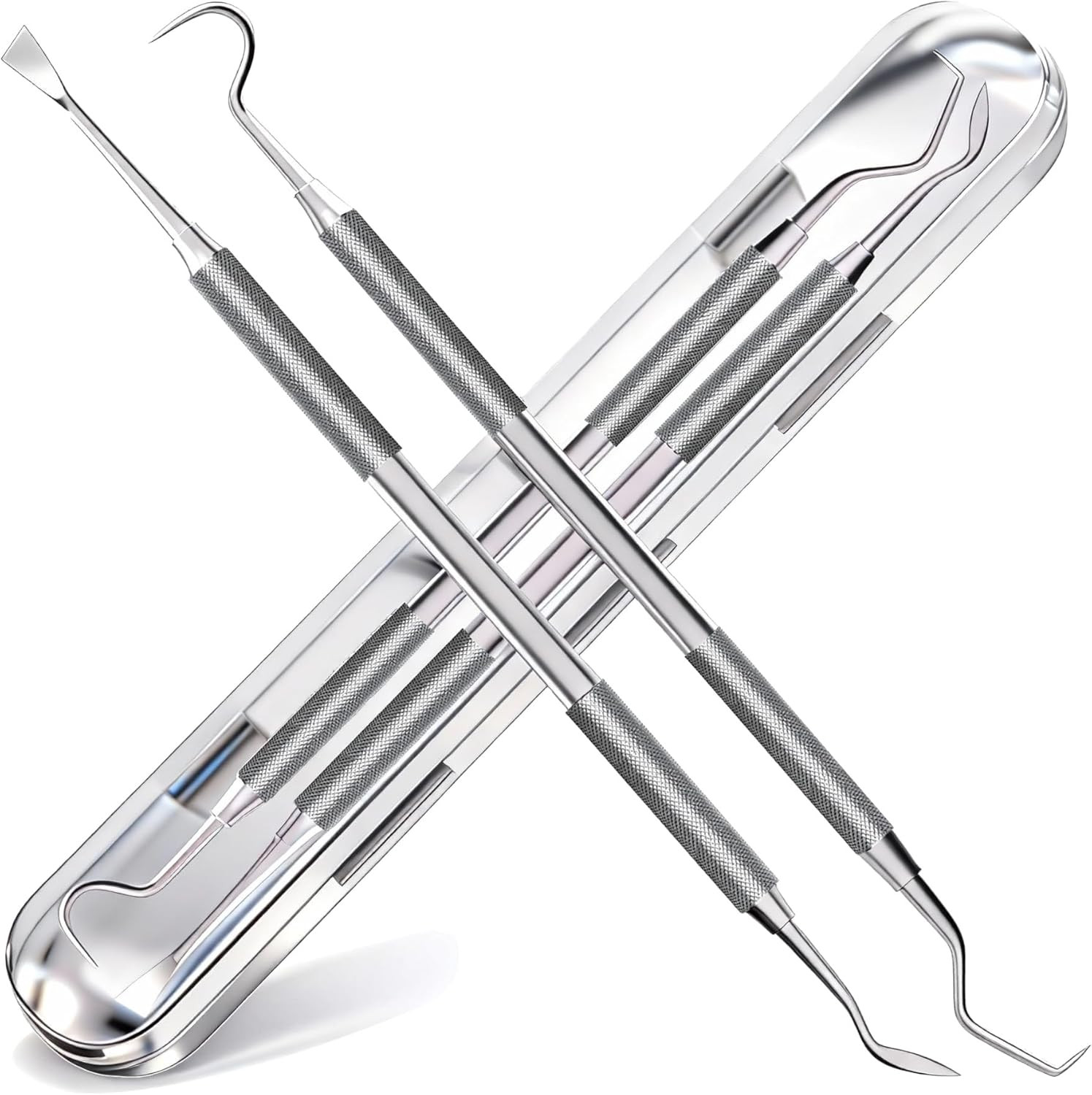 2 Pack Dental Tools for Teeth Cleaning, Metal Dental Pick Hygiene Kit for Home U