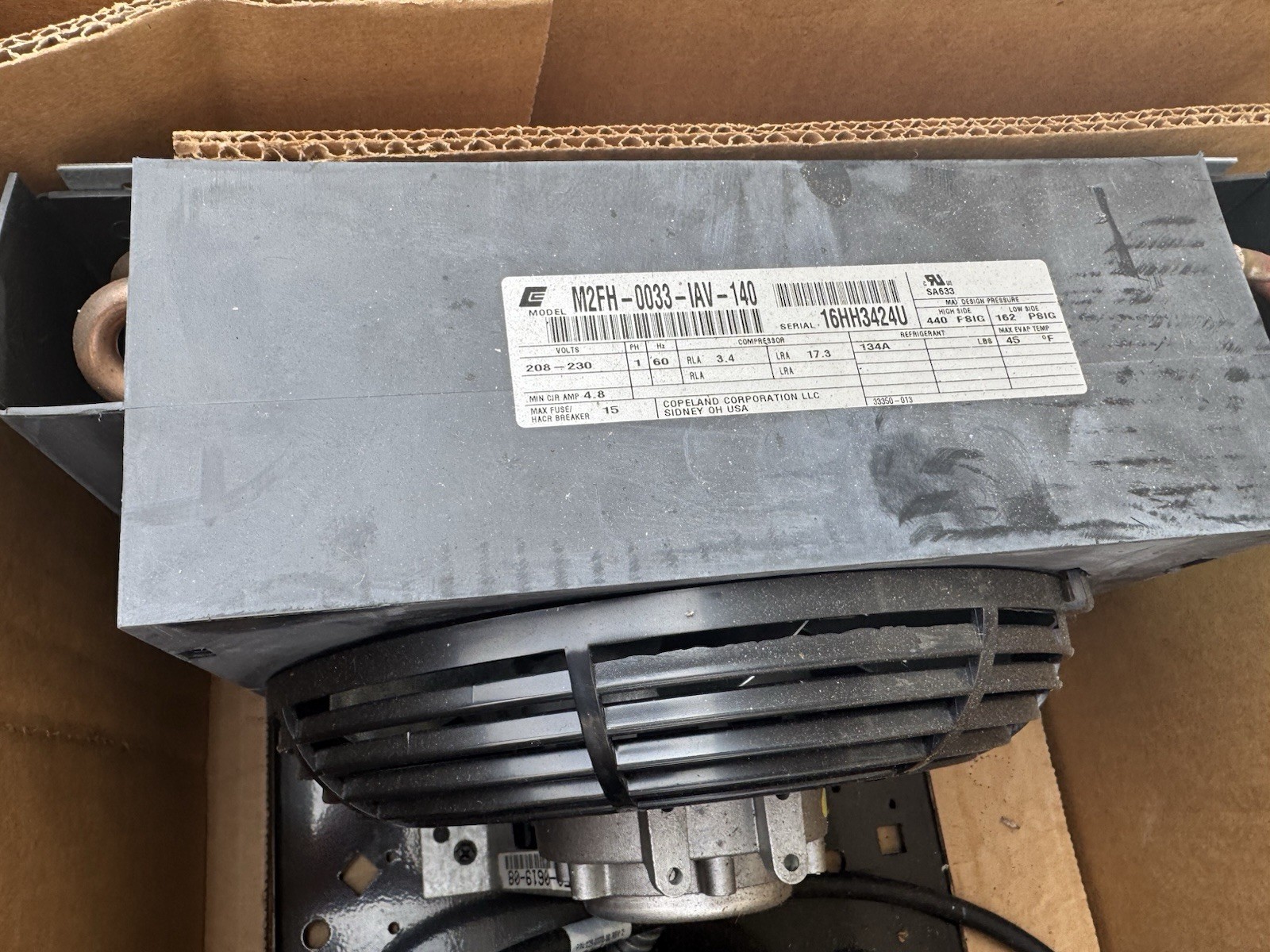 Copeland ARE37C3E-IAV-103 Condensing Unit 208-230V 1PH w/ M2FH-0033-IAV-140 NEW